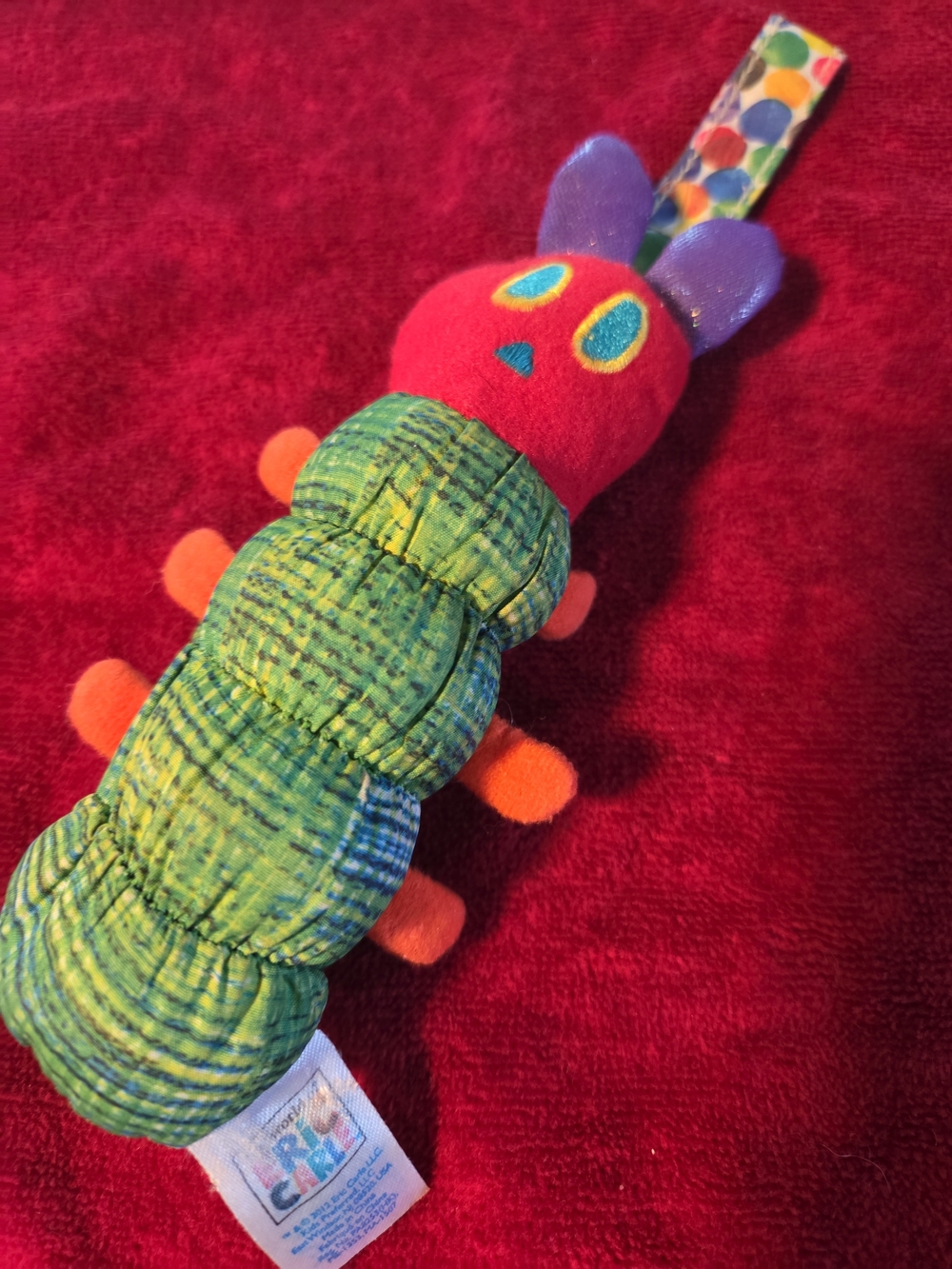 The Very Hungry Caterpillar Plush Rattle Toy - Car Seat Toy Vintage Eric Carle